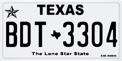 TX license plate BDT3304