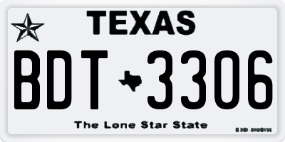 TX license plate BDT3306