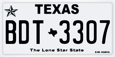 TX license plate BDT3307