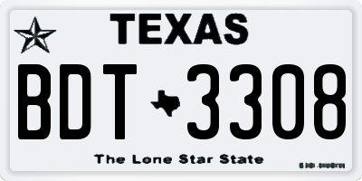 TX license plate BDT3308
