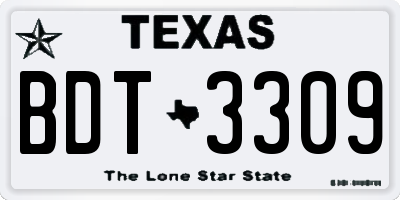 TX license plate BDT3309