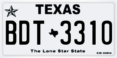 TX license plate BDT3310
