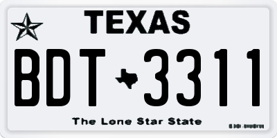TX license plate BDT3311