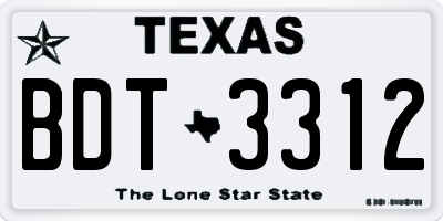 TX license plate BDT3312