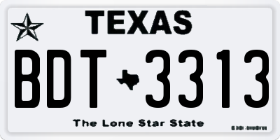 TX license plate BDT3313