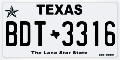 TX license plate BDT3316