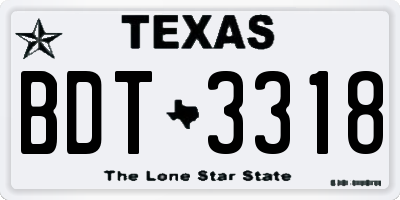 TX license plate BDT3318