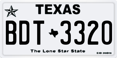 TX license plate BDT3320