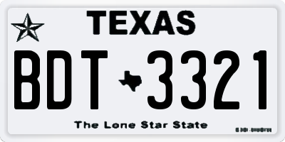 TX license plate BDT3321