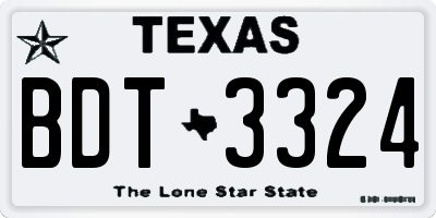 TX license plate BDT3324