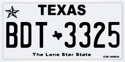 TX license plate BDT3325