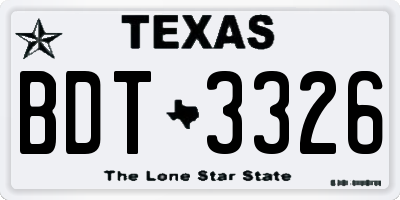 TX license plate BDT3326