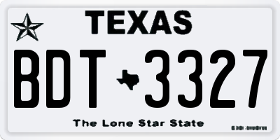 TX license plate BDT3327