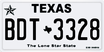 TX license plate BDT3328