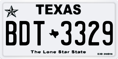 TX license plate BDT3329