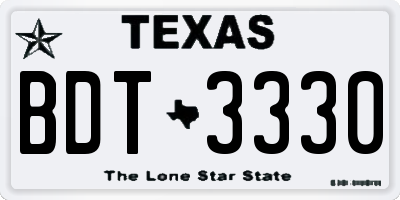 TX license plate BDT3330