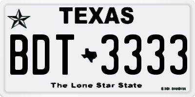 TX license plate BDT3333