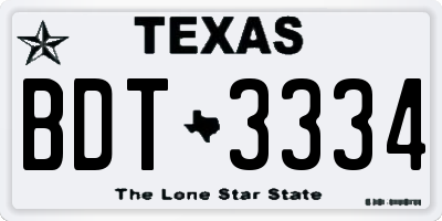 TX license plate BDT3334