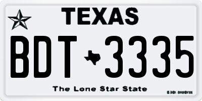 TX license plate BDT3335