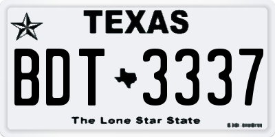 TX license plate BDT3337