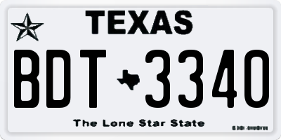TX license plate BDT3340