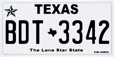 TX license plate BDT3342