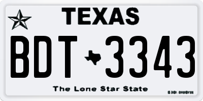 TX license plate BDT3343