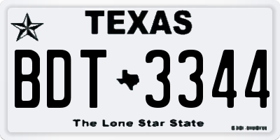 TX license plate BDT3344