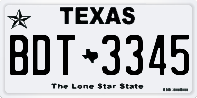 TX license plate BDT3345