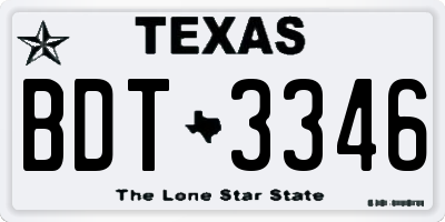 TX license plate BDT3346