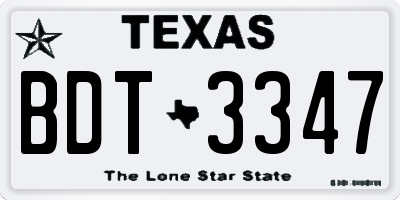 TX license plate BDT3347
