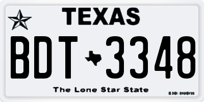 TX license plate BDT3348