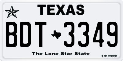TX license plate BDT3349