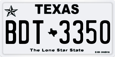TX license plate BDT3350