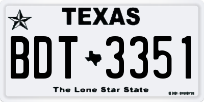 TX license plate BDT3351