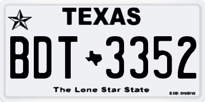 TX license plate BDT3352