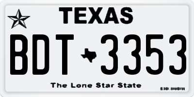 TX license plate BDT3353
