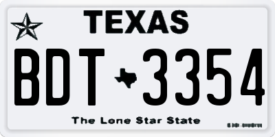 TX license plate BDT3354
