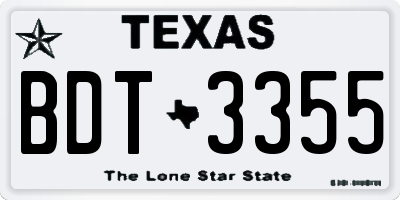 TX license plate BDT3355