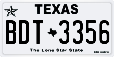 TX license plate BDT3356