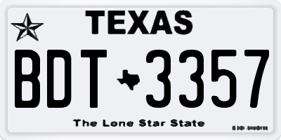 TX license plate BDT3357