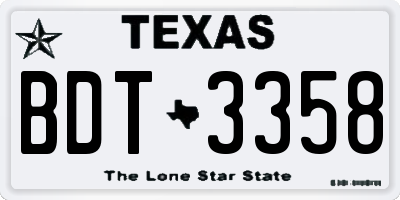 TX license plate BDT3358