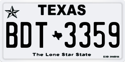 TX license plate BDT3359
