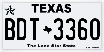 TX license plate BDT3360