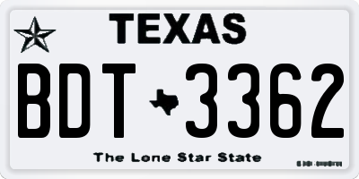 TX license plate BDT3362