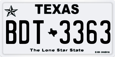 TX license plate BDT3363