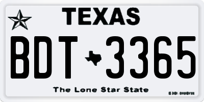 TX license plate BDT3365
