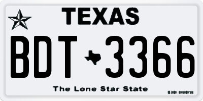 TX license plate BDT3366