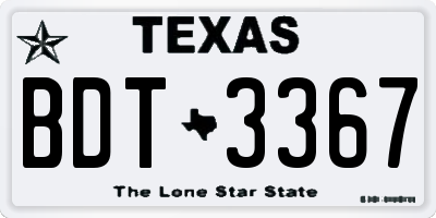 TX license plate BDT3367