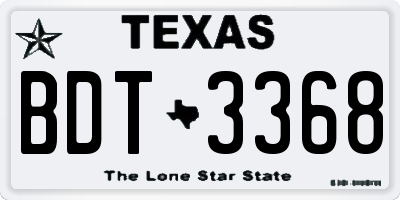 TX license plate BDT3368